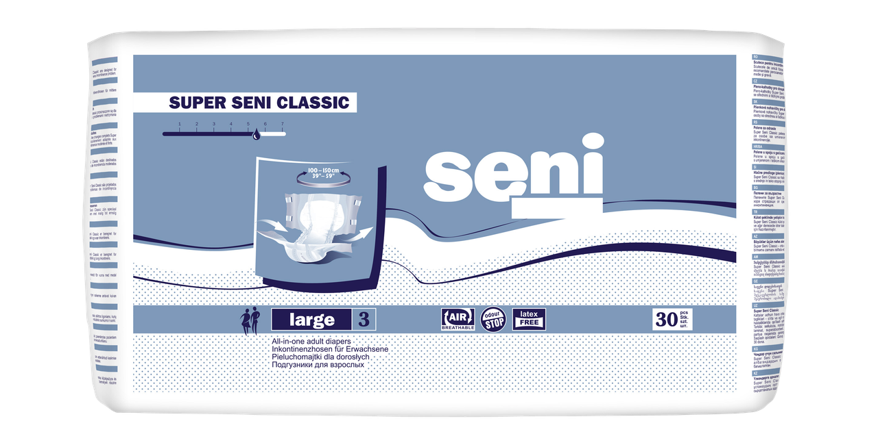 Seni classic подгузники. Подгузники для взрослых super Seni 30 штук Extra large. Подгузники Seni Classic large. Super Seni Classic large 30 штук.