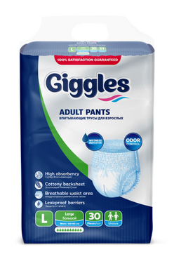 Впитывающие трусы-подгузники для взрослых Giggles Adult Pants 3 Large 30 шт.  10060 фото