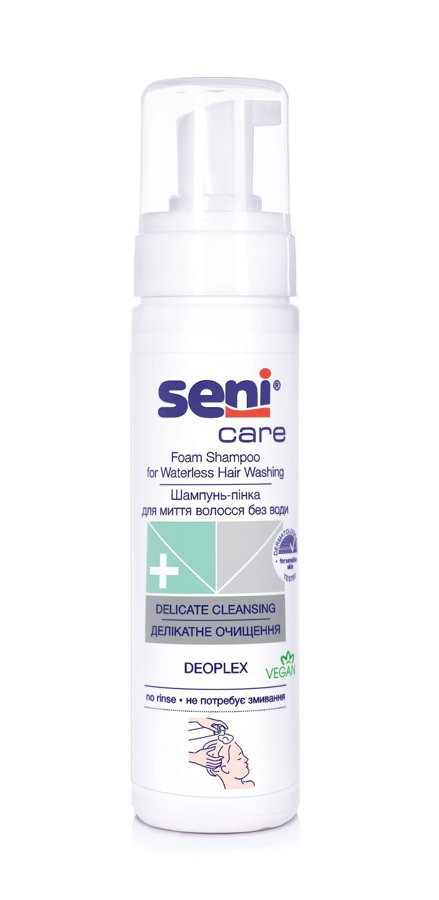Шампунь-пінка для миття волосся і шкіри голови без води SENI CARE